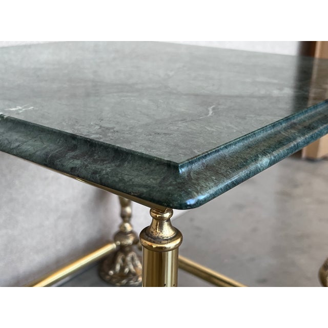 Italian Bronze Square Side Table With Green Marble Top, Circa 1845 For Sale In Miami - Image 6 of 9