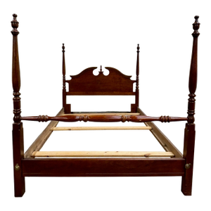 Vintage Queen or Full Size Convertible Low Poster Pediment Bed