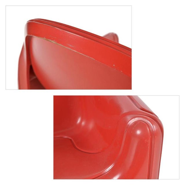Red Plastic Armchairs by Gae Aulenti for Kartell, Set of 3 For Sale - Image 8 of 11