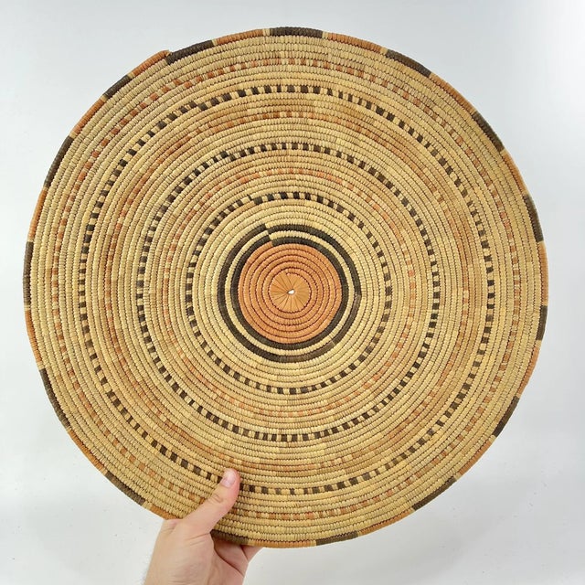 Textile Early 20th Century Old Hausa Flat Basket Nigeria 17inch MATTER COLLECTION For Sale - Image 7 of 7