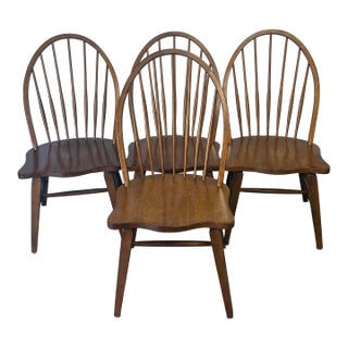 Set of 4 Bow Back Rustic Farmhouse Dining Chairs For Sale