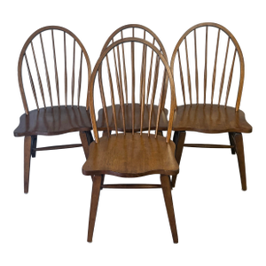 Set of 4 Bow Back Rustic Farmhouse Dining Chairs