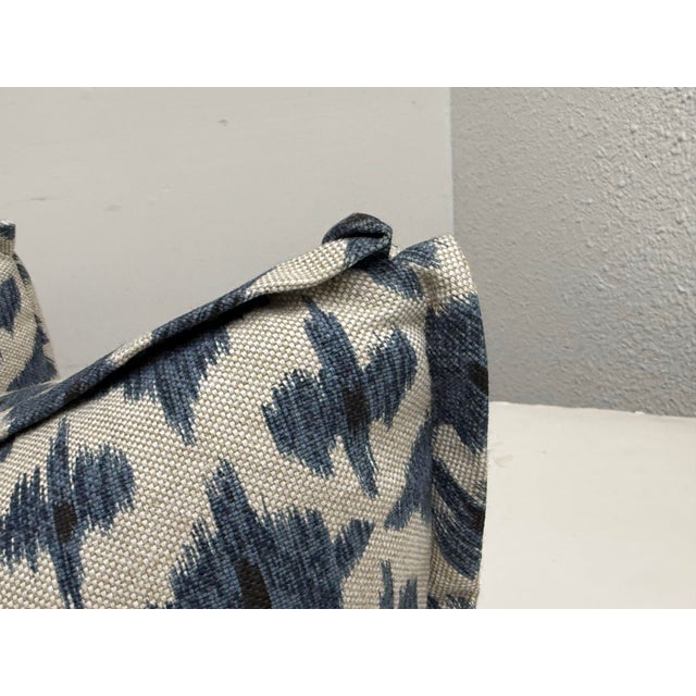 Ivory Bespoke Blue + Ivory Ikat Throw Pillows, Pair For Sale - Image 8 of 12