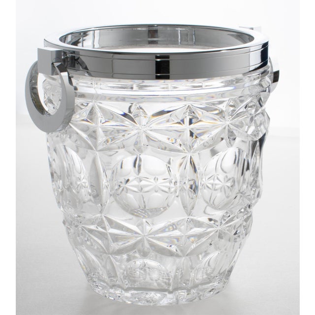 Art Deco Chrome and Crystal Champagne Ice Bucket by Alois Straszak for Le Crabe For Sale - Image 9 of 14