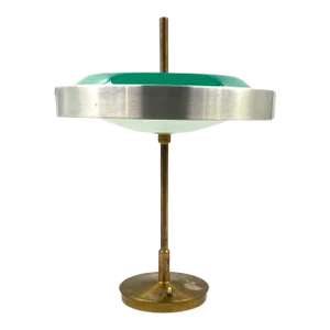 1960s Oscar Torlasco Brass and Glass Table / Desk Lamp Produced by Lumi