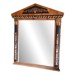 Vintage Clasical Gilt Yew and Ebonised Overmantle Mirror, 1990s For Sale