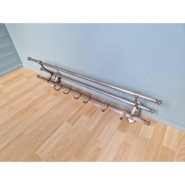 Art Deco Wall-Mounted Coat Rack in Nickel-Plated Brass, 1920s, in Very Good conditions. Designed 1920 to 1949
