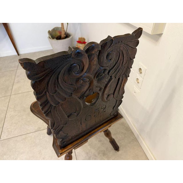 Alpine Farmers Chair in Walnut, 1650s For Sale - Image 6 of 9