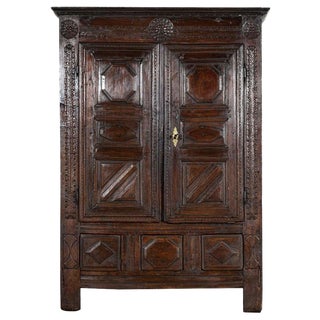 Early 18th Century French Oak Armoire, 1700s For Sale