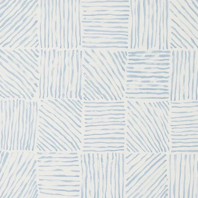 Not Yet Made - Made To Order Schumacher X Caroline Z Hurley Katama Wallpaper in Blue on Ivory - 10 Yards For Sale - Image 5 of 5