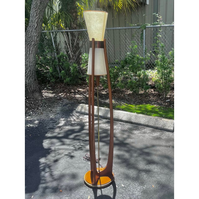 Wood Mid 20th Century Mid Century Modern Modeline ‘Cactus’ Floor Lamp With Carved Wood For Sale - Image 7 of 12