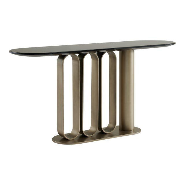 Kyle Black Marble Top Console Table For Sale