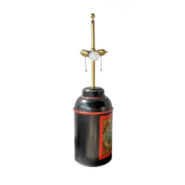 Grand Tour Vintage Tole Tea Cannister Lamp For Sale - Image 3 of 8