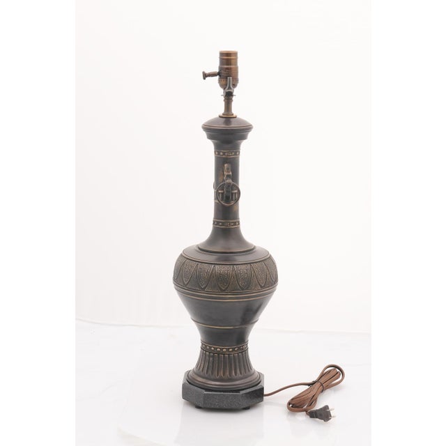 Pair of 1960s Patinated Bronze Archaistic Table Lamps by Marbro Lamp Co. For Sale - Image 11 of 13
