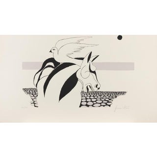 Vittorio Agomeri, Horse and Dove, Lithograph, 1970s For Sale
