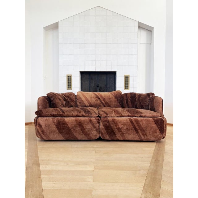 Brown Vintage Italian Two-Seater Sofa by Alberto Rosselli for Saporiti, 1970s For Sale - Image 8 of 15