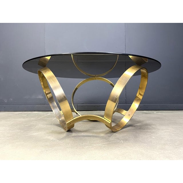 Vintage Brass Coffee Table with Glass by Knut Hesterberg, 1970s For Sale - Image 13 of 15