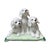 This beautifully crafted one piece porcelain sculpture features three white puppies huddled together on a light green...