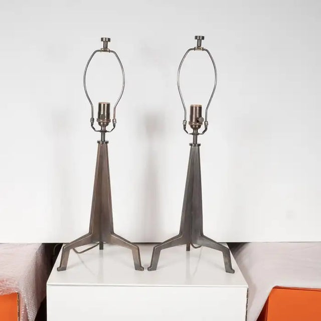 Early 21st Century Marcelo Bessa Brutalist Tripod Lamps - A Pair For Sale - Image 10 of 12