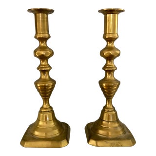 Pair of Antique Brass Candlesticks For Sale