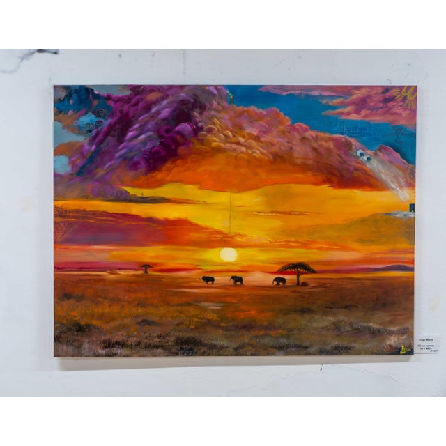 Seromo Okoro, Inner World, 2025 Oil, Pen And Pastel on canvas 36 × 48 × 1 in Unique work Includes a Certificate of...