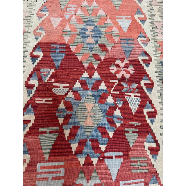 3ft × 10ft 3in Hand Woven Flat-Weave Kilim Runner, Vintage For Sale - Image 9 of 12