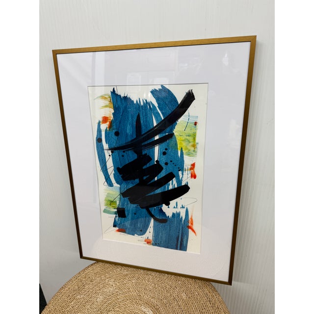 Design Plus Gallery presents the Original Acrylic Painting Blue Swoosh by Isabel Wyatt. The artwork is an architectural...