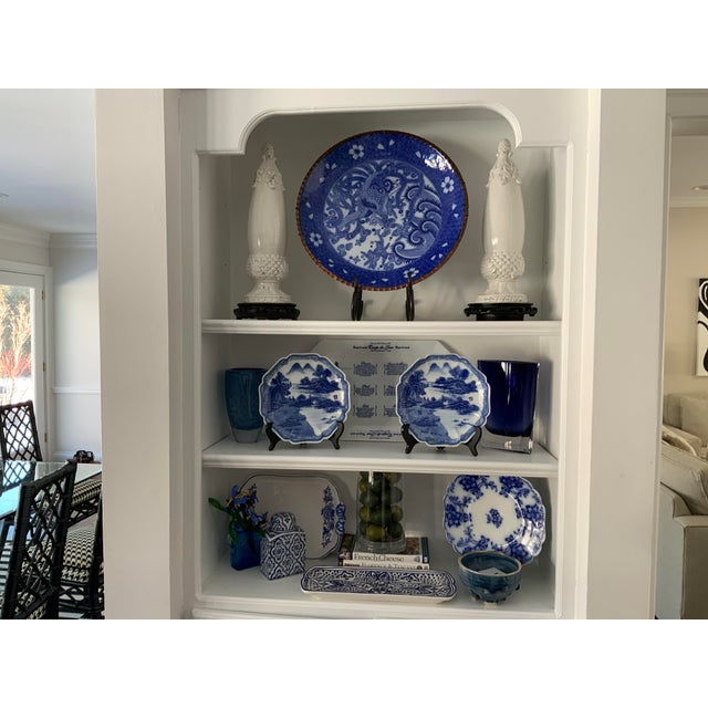Rustic European Vintage Large Blue & White Platter For Sale - Image 3 of 13