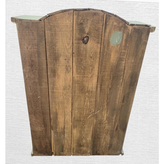 Green Vintage Rustic French Country Pale Green 3 Drawer Arched Distressed Wall Cabinet Shelving Unit For Sale - Image 8 of 13