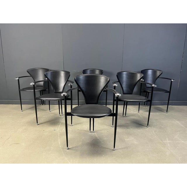 Vintage Leather Armchairs from Arrben, Italy, 1980s, Set of 6 For Sale - Image 10 of 11