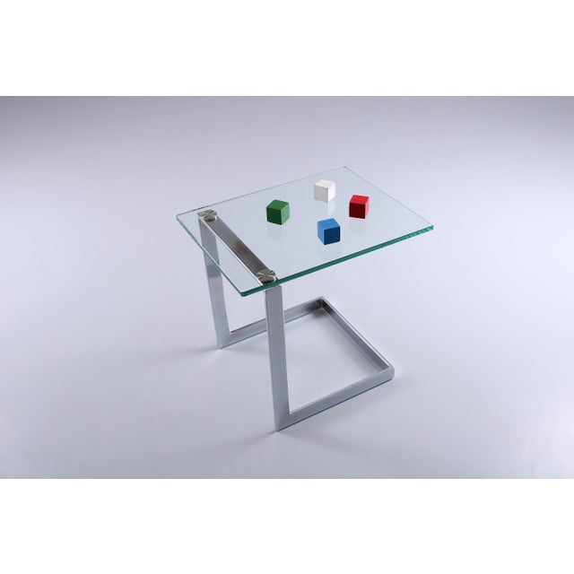 Vintage Cantilever Side Table in Chrome and Glass from Gebra, 1980s For Sale - Image 6 of 15