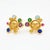 Modern Moonface Earrings Studs With Multicolor Gemstones, A Pair For Sale - Image 3 of 6