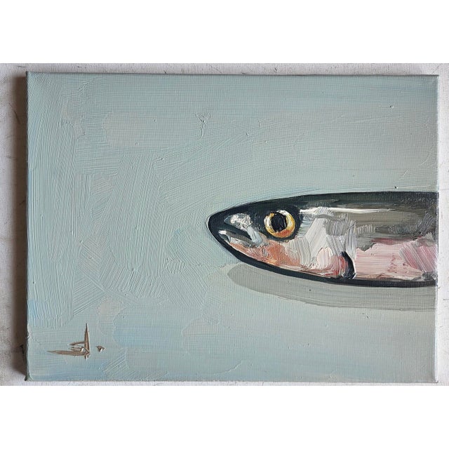 An impressionist oil painting a sardine head, by Vivek Mandalia. Frame and hang in your home. 30 x 40 cm 12 x 16 Inches...
