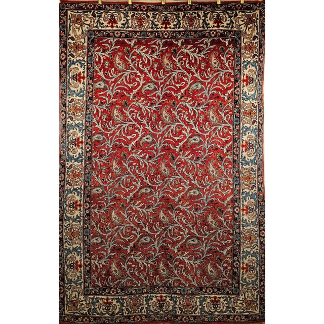 Exquisite vintage Persian Qum Area Rug, meticulously hand-knotted in the second quarter of the 1900s. While Qum is...