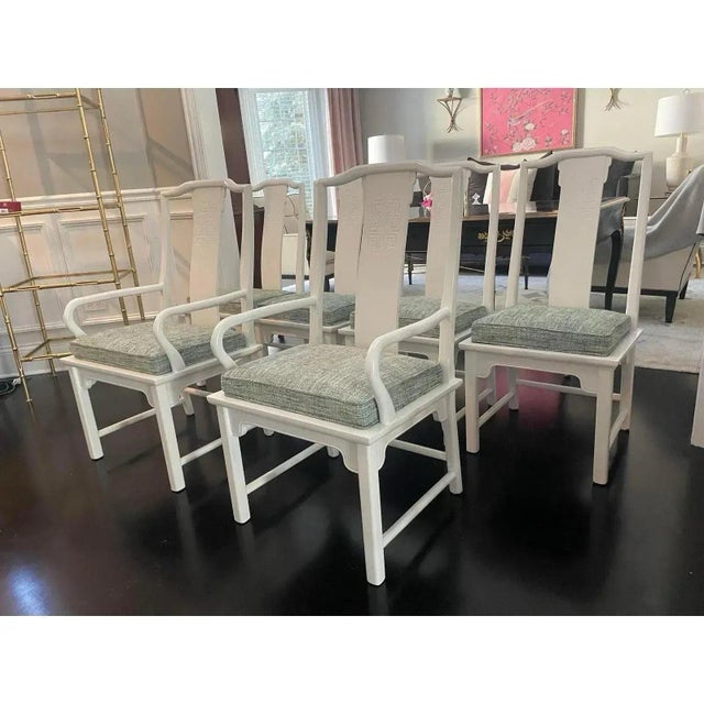Chinoiserie Professionally Reupholstered Chin Hua Dining Chairs by Century Furniture- Set of 6 For Sale - Image 3 of 8