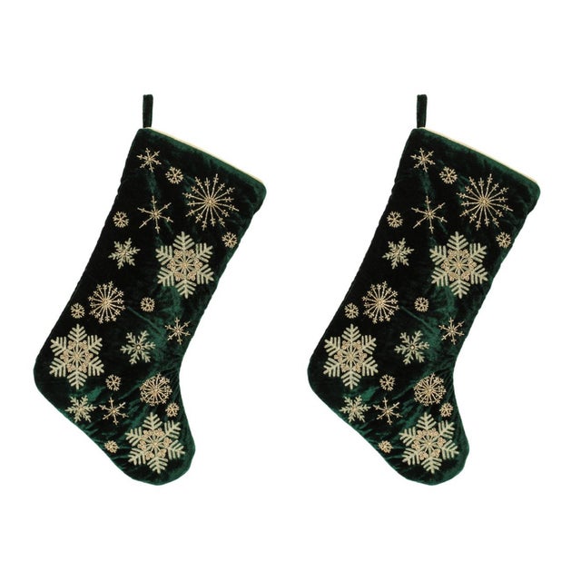 Kenneth Ludwig Chicago Velvet Snowflake Christmas Stocking 19.5"H For Sale - Image 4 of 4