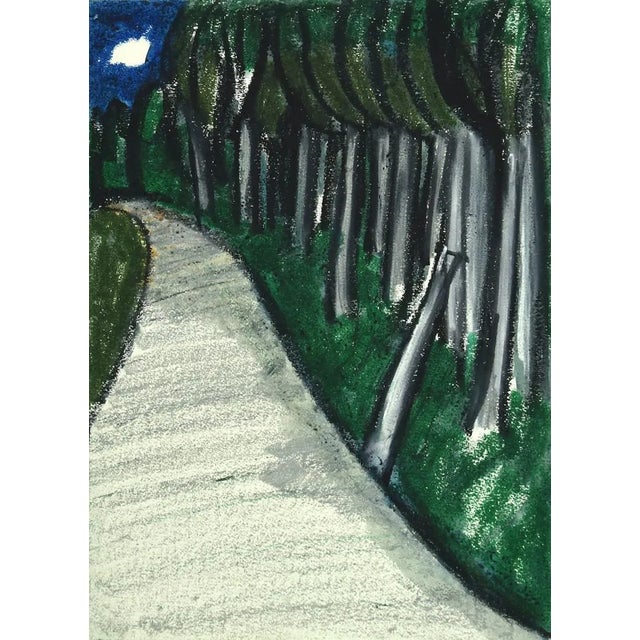 Landscape - Original Mixed Media on Cardboard by Sun Jingyuan - 1970s 1970 For Sale