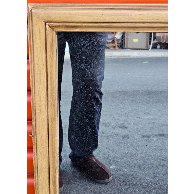 White Furniture Mid Century Modern Bisque Maple Large Wall Mirror For Sale In Washington DC - Image 6 of 12