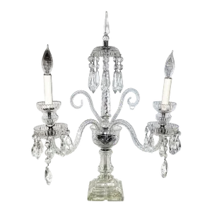 1920s Cut Crystal Girandole Table Lamp