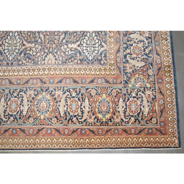 Persian Late 19th century Antique Tabriz Persian Rug - 9'8" x 15'4" For Sale - Image 3 of 12