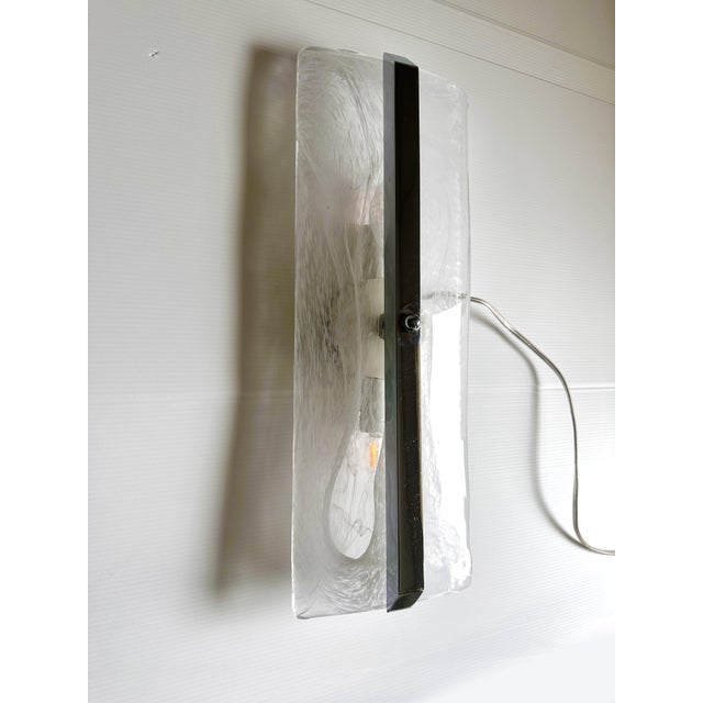 Murano Contemporary Rectangular Venied-White "Alabastro" Murano Glass Chromed Wall Sconce - A Pair For Sale - Image 4 of 5