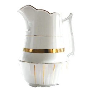 1883-1913 English Johnson Brothers Ironstone Pitcher/Gilded Banding