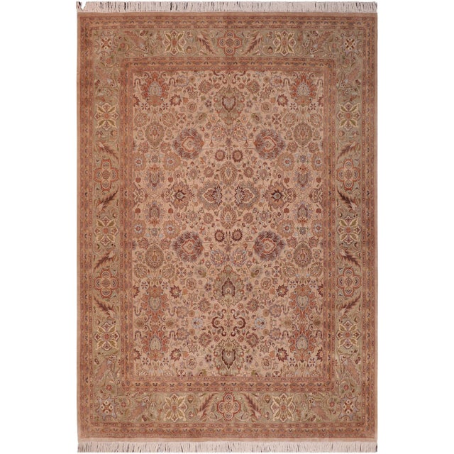 Shabby Chic Pak-Persian Taupe/Green Wool Rug - 7'11'' X 9'11'' For Sale - Image 9 of 10
