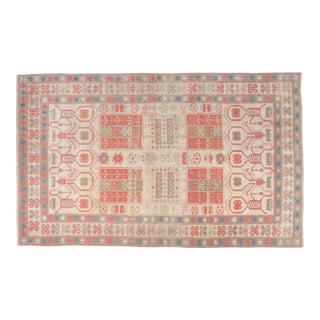 Vintage Turkish Area Rug, Hand-Knotted Wool, Traditional Anatolian Folk Motif For Sale