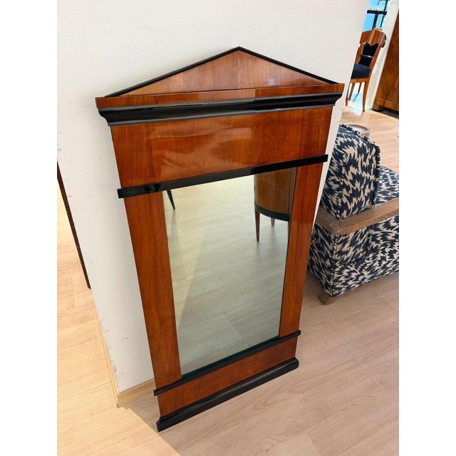 Biedermeier Wall Mirror in Ebonized Cherry Veneer, South Germany, 1820 For Sale - Image 12 of 18