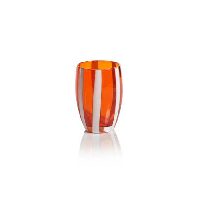 Transitional Pesaro Stripe Glasses - Orange, Set of 4 For Sale - Image 3 of 4