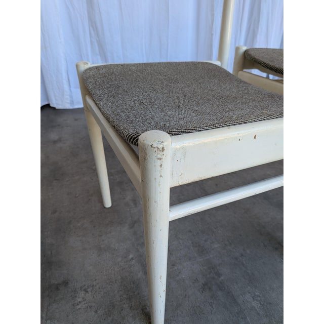 Vintage White Wooden Chair with Fabric Seat, 1970s For Sale - Image 11 of 18