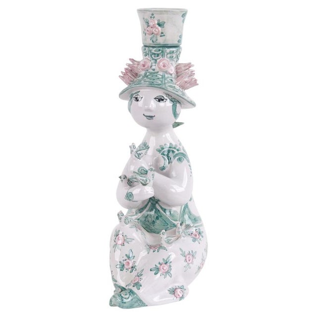Figurine No. 93 in Green and Pink Ceramic with Floral Motif by Bjørn Wiinblad For Sale - Image 10 of 10
