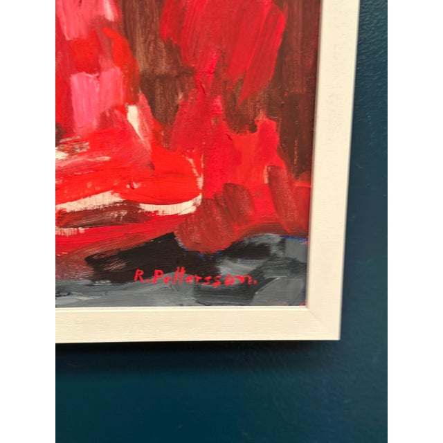 Mid-Century Modern Rune Pettersson, Abstract Composition in Red, 1950s, Oil on Panel, Framed For Sale - Image 3 of 18