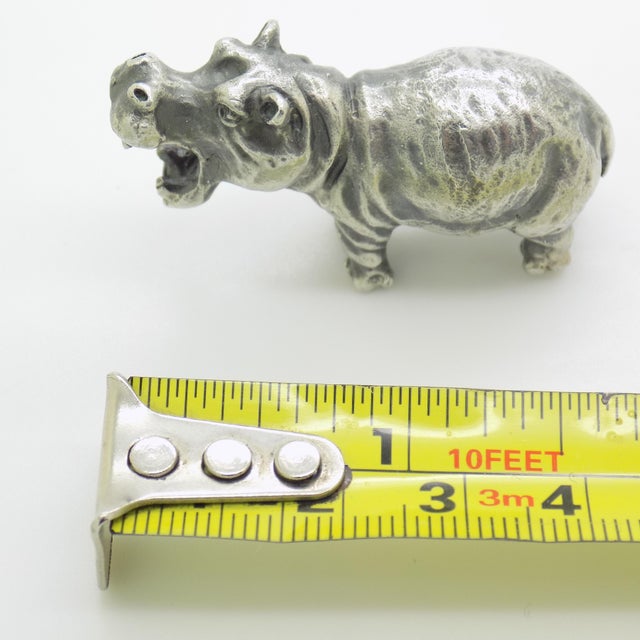 Vintage Italian Handmade Genuine Silver Rare Hippopotamus Figurine Miniature Sculpture, Made in Tuscany For Sale - Image 11 of 11